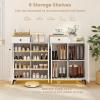 Giantex Shoe Cabinet with Doors, 6-Tier Shoe Organizer Cabinet with Drawer, 6 Removable Shelves & Metal Legs, Modern Wooden Shoe Storage Cabinet for Entryway, Closet, Hallway, Living Room, White
