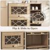 Giantex Shoe Cabinet with Flip & Slide Doors, Entry Way Shoe Rack Cabinet with Adjustable Cube Shelves, Freestanding Wood Shoe Cabinet Storage for Entryway, Closet, Hallway, Living Room, Foyer, Oak(Decorative Doors)