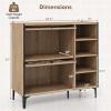Giantex Shoe Cabinet with Flip & Slide Doors, Entry Way Shoe Rack Cabinet with Adjustable Cube Shelves, Freestanding Wood Shoe Cabinet Storage for Entryway, Closet, Hallway, Living Room, Foyer, Oak(Decorative Doors)