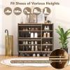 Giantex Shoe Cabinet with Flip & Slide Doors, Entry Way Shoe Rack Cabinet with Adjustable Cube Shelves, Freestanding Wood Shoe Cabinet Storage for Entryway, Closet, Hallway, Living Room, Foyer, Oak(Louvered Doors)