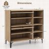 Giantex Shoe Cabinet with Flip & Slide Doors, Entry Way Shoe Rack Cabinet with Adjustable Cube Shelves, Freestanding Wood Shoe Cabinet Storage for Entryway, Closet, Hallway, Living Room, Foyer, Oak(Louvered Doors)