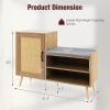 Giantex Shoe Cabinet with Shoe Bench – Rattan Shoe Storage Cabinet, Shoe Rack Organizer for 10-12 Pairs, Padding Seat Cushion, Boho Entryway Bench with Shelves for Hallway Mudroom Bedroom