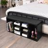 Giantex Shoe Storage Bench with Cushion, Entryway Shoe Rack Bench, Adjustable Shelves, 10-Cubbies Shoe Organizer Bench for Entryway, Living Room, Bedroom, Hallway, Closet, Mudroom (White)(Black)