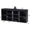 Giantex Shoe Storage Bench with Cushion, Entryway Shoe Rack Bench, Adjustable Shelves, 10-Cubbies Shoe Organizer Bench for Entryway, Living Room, Bedroom, Hallway, Closet, Mudroom (White)(Black)