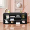 Giantex Shoe Storage Bench with Cushion, Entryway Shoe Rack Bench, Adjustable Shelves, 10-Cubbies Shoe Organizer Bench for Entryway, Living Room, Bedroom, Hallway, Closet, Mudroom (White)(Black)