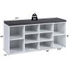Giantex Shoe Storage Bench with Cushion, Entryway Shoe Rack Bench, Adjustable Shelves, 10-Cubbies Shoe Organizer Bench for Entryway, Living Room, Bedroom, Hallway, Closet, Mudroom (White)(White)
