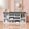Giantex Shoe Storage Bench with Cushion, Entryway Shoe Rack Bench, Adjustable Shelves, 10-Cubbies Shoe Organizer Bench for Entryway, Living Room, Bedroom, Hallway, Closet, Mudroom (White)(White)