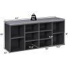 Giantex Shoe Storage Bench with Cushion, Entryway Shoe Rack Bench, Adjustable Shelves, 10-Cubbies Shoe Organizer Bench for Entryway, Living Room, Bedroom, Hallway, Closet, Mudroom (White)(Grey)