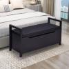 Giantex Shoe Storage Bench with Cushion, Entryway Storage Benches, End of Bed Bench for Bedroom, Wood Shoe Bench with Seat, 34.5″ L×15.5″ W×19.5″ H, Black(Black)