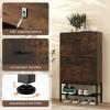 Giantex Shoe Storage Cabinet – Hidden Shoe Organizer with 2 Flip Drawers, Adjustable & Removable Interior Shelves, Freestanding Narrow Shoe Rack Cabinet for Entryway Hallway, Rustic Brown