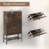 Giantex Shoe Storage Cabinet – Hidden Shoe Organizer with 2 Flip Drawers, Adjustable & Removable Interior Shelves, Freestanding Narrow Shoe Rack Cabinet for Entryway Hallway, Rustic Brown