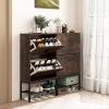 Giantex Shoe Storage Cabinet – Hidden Shoe Organizer with 2 Flip Drawers, Adjustable & Removable Interior Shelves, Freestanding Narrow Shoe Rack Cabinet for Entryway Hallway, Rustic Brown