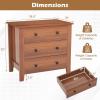 Giantex Small 3-Drawer Dresser for Bedroom – 28.5” x 18” x 26” Wide Chest of Drawers, Modern Large Nightstand, Storage Cabinet, Closet Storage Organizer for Living Room, Hallway (White)(Walnut)