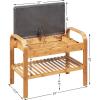 Giantex Small Entryway Bench with Storage, 2-Tier Bamboo Shoe Rack Bench with Flip Top Storage Space and Padded Cushion, Shoe Organizer for Entryway, Living Room, Hallway, Bedroom,Natural