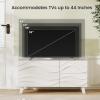 Giantex Small TV Stand for Tvs up to 44″, White Entertainment Center w/Storage & Drawers, Sideboard Buffet Cabinet, Modern TV Console Table w/Wavy Pattern Design for Bedroom, Living Room