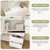 Giantex Small TV Stand for Tvs up to 44″, White Entertainment Center w/Storage & Drawers, Sideboard Buffet Cabinet, Modern TV Console Table w/Wavy Pattern Design for Bedroom, Living Room