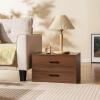 Giantex Stackable 2-Drawer Dressers for Bedroom – Short Dresser Two Drawer Storage Cabinet w/Handles & Anti-Topping Device, Small Dresser Chest of 2 Drawers for Closet Bedroom (1, White)(Walnut)