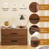 Giantex Stackable 2-Drawer Dressers for Bedroom – Short Dresser Two Drawer Storage Cabinet w/Handles & Anti-Topping Device, Small Dresser Chest of 2 Drawers for Closet Bedroom (1, White)(Walnut)