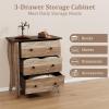 Giantex Storage Cabinet with Foldable & Detachable Fabric Drawers, Anti-Tipping Kit, 26.5” x 15” x 30” Farmhouse Floor Cabinet, 3 Drawer Storage Organizer for Living Room Entryway, Brown