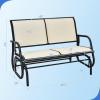 Giantex Swing Glider Chair 48 Inch with Spacious Space, 2 People Lounge Cozy Patio Bench Outdoor & Indoor for Patio, Backyard, Poolside, Lawn Steel Rocking Garden Loveseat (Brown)(Beige)