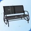 Giantex Swing Glider Chair 48 Inch with Spacious Space, 2 People Lounge Cozy Patio Bench Outdoor & Indoor for Patio, Backyard, Poolside, Lawn Steel Rocking Garden Loveseat (Brown)(Black)
