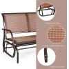 Giantex Swing Glider Chair 48 Inch with Spacious Space, 2 People Lounge Cozy Patio Bench Outdoor & Indoor for Patio, Backyard, Poolside, Lawn Steel Rocking Garden Loveseat (Brown)(Brown)
