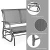 Giantex Swing Glider Chair 48 Inch with Spacious Space, 2 People Lounge Cozy Patio Bench Outdoor & Indoor for Patio, Backyard, Poolside, Lawn Steel Rocking Garden Loveseat (Brown)(Grey)