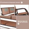 Giantex Swing Glider Chair 48 Inch with Spacious Space, 2 People Lounge Cozy Patio Bench Outdoor & Indoor for Patio, Backyard, Poolside, Lawn Steel Rocking Garden Loveseat (Brown)(Brown)