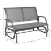 Giantex Swing Glider Chair 48 Inch with Spacious Space, 2 People Lounge Cozy Patio Bench Outdoor & Indoor for Patio, Backyard, Poolside, Lawn Steel Rocking Garden Loveseat (Brown)(Grey)