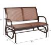 Giantex Swing Glider Chair 48 Inch with Spacious Space, 2 People Lounge Cozy Patio Bench Outdoor & Indoor for Patio, Backyard, Poolside, Lawn Steel Rocking Garden Loveseat (Brown)(Brown)
