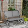 Giantex Swing Glider Chair 48 Inch with Spacious Space, 2 People Lounge Cozy Patio Bench Outdoor & Indoor for Patio, Backyard, Poolside, Lawn Steel Rocking Garden Loveseat (Brown)(Grey)