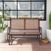 Giantex Swing Glider Chair 48 Inch with Spacious Space, 2 People Lounge Cozy Patio Bench Outdoor & Indoor for Patio, Backyard, Poolside, Lawn Steel Rocking Garden Loveseat (Brown)(Brown)