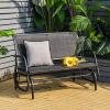 Giantex Swing Glider Chair 48 Inch with Spacious Space, 2 People Lounge Cozy Patio Bench Outdoor & Indoor for Patio, Backyard, Poolside, Lawn Steel Rocking Garden Loveseat (Brown)(Black)