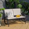 Giantex Swing Glider Chair 48 Inch with Spacious Space, 2 People Lounge Cozy Patio Bench Outdoor & Indoor for Patio, Backyard, Poolside, Lawn Steel Rocking Garden Loveseat (Brown)(Beige)
