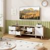 Giantex TV Stand for 55 Inches TVs, Mid Century Modern Entertainment Center with 4 Drawers, 1 Cabinet, Adjustable Shelf, 2 Compartments, Media Console Table, Television Stands for Bedroom, TV Cabinet
