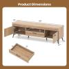 Giantex TV Stand for 65 Inch TV, Mid Century Modern Entertainment Center with Carved Patterns, 2 Cabinets, 1 Drawer and 6 Metal Legs, Media TV Console Table for Living Room, Bedroom