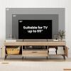Giantex TV Stand for 65 Inch TV, Mid Century Modern Entertainment Center with Carved Patterns, 2 Cabinets, 1 Drawer and 6 Metal Legs, Media TV Console Table for Living Room, Bedroom