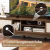 Giantex TV Stand for 65” TV, Entertainment Center with Woven Doors, Sliding Door, Adjustable Shelf & Compartment, Cable Holes, Mid Century Modern Media Console Table, Television Stands for Living Room