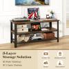 Giantex TV Stand for Bedroom, Entertainment Center for TVs up to 50″, 3-Tier Media Console Table with Outlets, USB Ports,Storage Shelves, Metal Frame, 43.5″ TV Table for Living Room, Rustic Brown