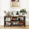 Giantex TV Stand for Bedroom, Entertainment Center for TVs up to 50″, 3-Tier Media Console Table with Outlets, USB Ports,Storage Shelves, Metal Frame, 43.5″ TV Table for Living Room, Rustic Brown