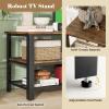 Giantex TV Stand for Bedroom, Entertainment Center for TVs up to 50″, 3-Tier Media Console Table with Outlets, USB Ports,Storage Shelves, Metal Frame, 43.5″ TV Table for Living Room, Rustic Brown