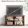Giantex TV Stand for Bedroom, TV Cabinet for TV Up to 55″, Entertainment Center with Storage Shelf & Cable Hole, X-Shaped Metal Frame, TV Console Table for Living Room (White)(Brown)