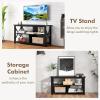 Giantex TV Stand for Bedroom, TV Cabinet for TV Up to 55″, Entertainment Center with Storage Shelf & Cable Hole, X-Shaped Metal Frame, TV Console Table for Living Room (White)(Black)