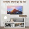 Giantex TV Stand for Bedroom, TV Cabinet for TV Up to 55″, Entertainment Center with Storage Shelf & Cable Hole, X-Shaped Metal Frame, TV Console Table for Living Room (White)(White)