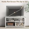 Giantex TV Stand for Bedroom, TV Cabinet for TV Up to 55″, Entertainment Center with Storage Shelf & Cable Hole, X-Shaped Metal Frame, TV Console Table for Living Room (White)(White)
