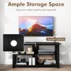 Giantex TV Stand for Bedroom, TV Cabinet for TV Up to 55″, Entertainment Center with Storage Shelf & Cable Hole, X-Shaped Metal Frame, TV Console Table for Living Room (White)(Black)
