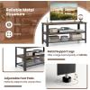 Giantex TV Stand for Bedroom and Living Room – 3-Tier Industrial Entertainment Center with Open Storage Shelves, Metal Frame, 43.5″ TV Console Table for TVs Up to 50 Inchs, Rustic Brown, TV Table