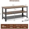 Giantex TV Stand for Bedroom and Living Room – 3-Tier Industrial Entertainment Center with Open Storage Shelves, Metal Frame, 43.5″ TV Console Table for TVs Up to 50 Inchs, Rustic Brown, TV Table