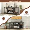 Giantex TV Stand for TV Up to 50” TVs, Entertainment Center with Charging Station, USB & Type C Ports, Adjustable Shelf, Cable Holes, Media Console Table for Living Room Bedroom, TV Cabinet