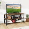Giantex TV Stand for TV up to 50 Inches, 43.5″ Wood Industrial TV Cabinet with 3-Tier Storage Shelves, Adjustable Feet, Entertainment Center TV Console Table for Living Room, Bedroom, Rustic Brown